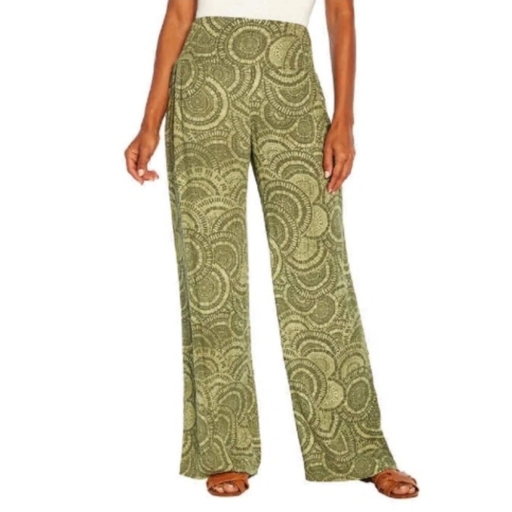 NWT ☆ Three Dots Green 'Woodland Mosaic' Pull-On Pants Small